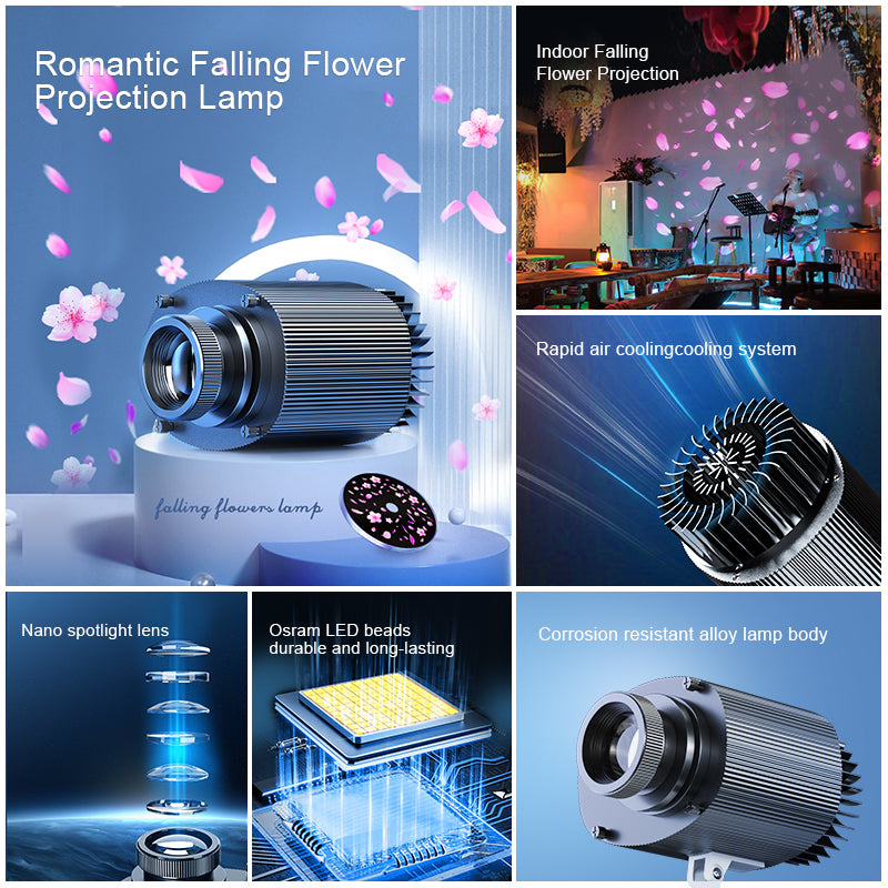 Dynamic Flower Falling Projection Light | Romantic Floating Petal Effect - Indoor/Outdoor Garden & Wedding Ambiance