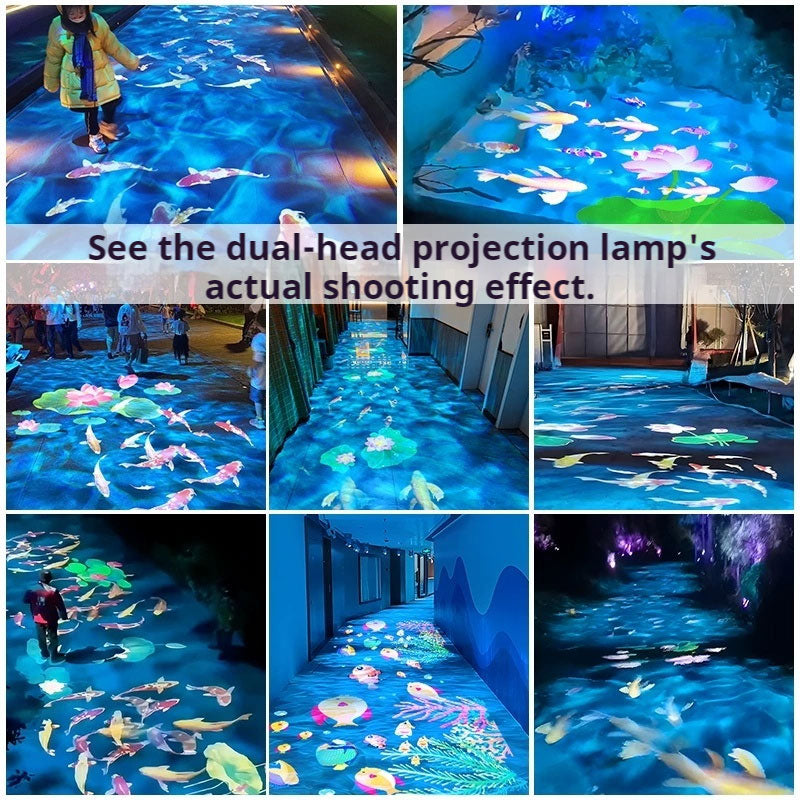40W Dual-Head Dynamic Projection Lamp | Water Ripple, Koi, Jellyfish & Flower Patterns