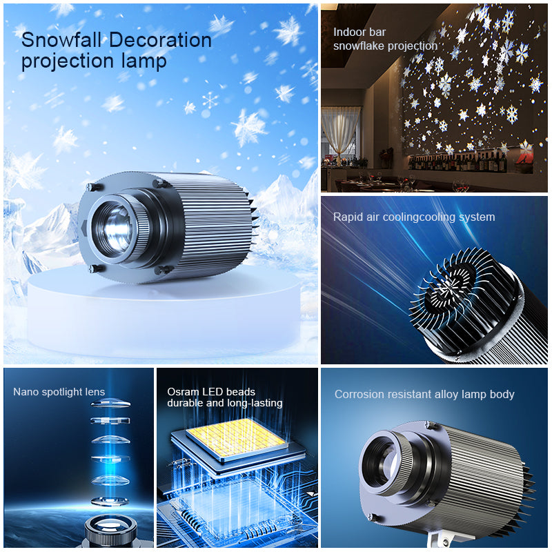 Dynamic Snowflake Projection Light | Indoor/Outdoor Snowfall Effect - Festive Christmas & Garden Winter Ambiance