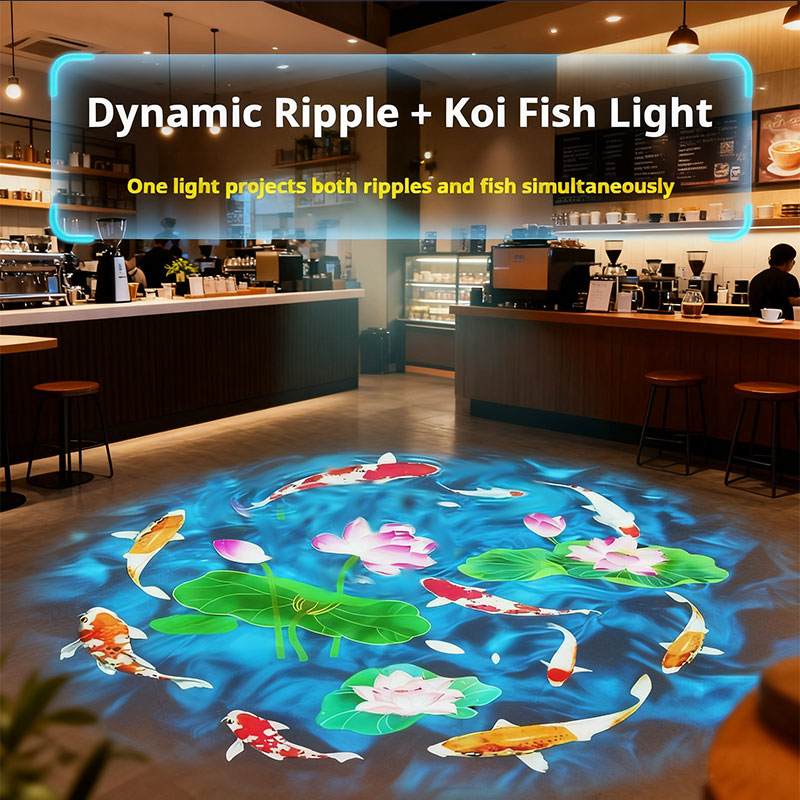 40W Dual-Head Dynamic Projection Lamp | Water Ripple, Koi, Jellyfish & Flower Patterns