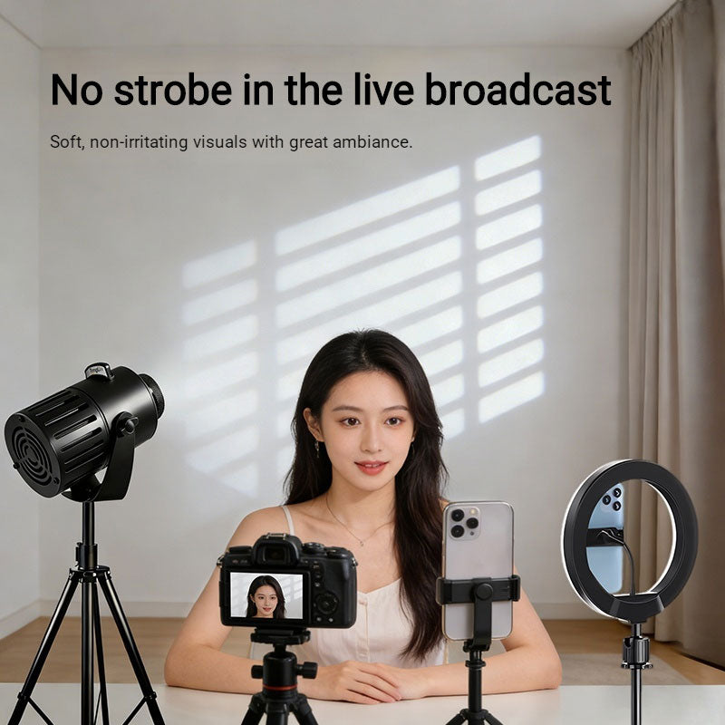 LED Gobo Projector with Stand | Dimmable, Adjustable Color Temp  for Live Stream & Photography | Quick GOBO Change