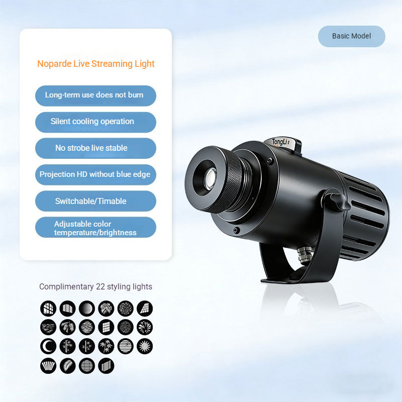 LED Gobo Projector with Stand | Dimmable, Adjustable Color Temp  for Live Stream & Photography | Quick GOBO Change
