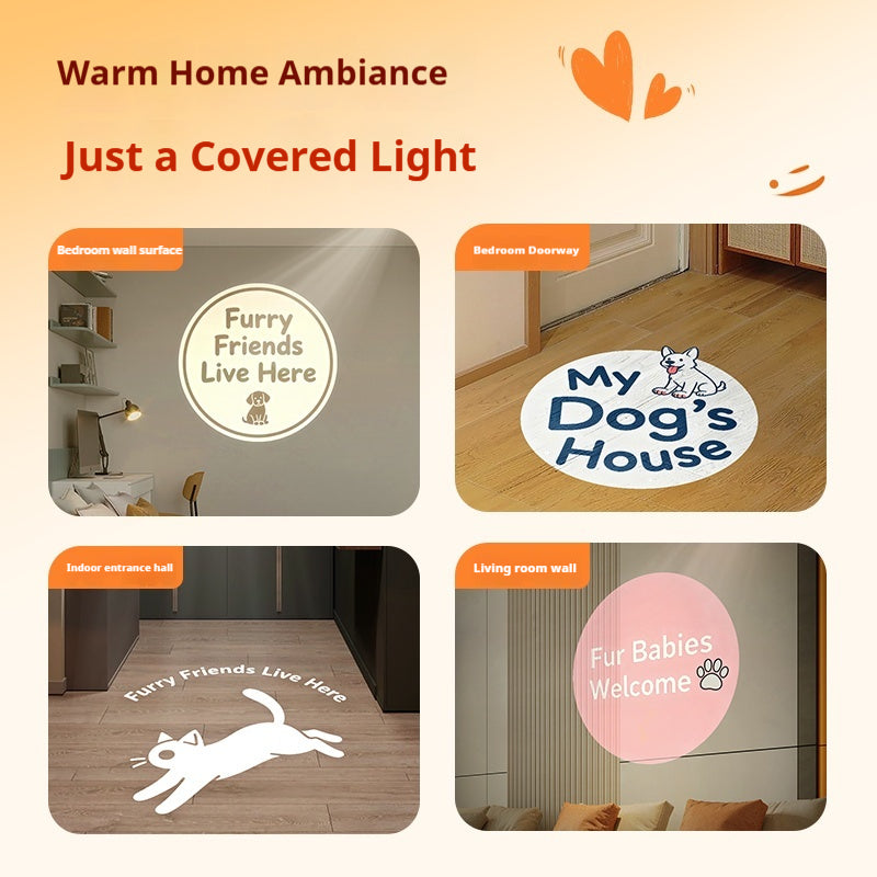 Foyer Custom Lighting Pet-Friendly Home Ambiance Projector:Fur Babies Welcome My Dog’s House Paw Cat Wheel